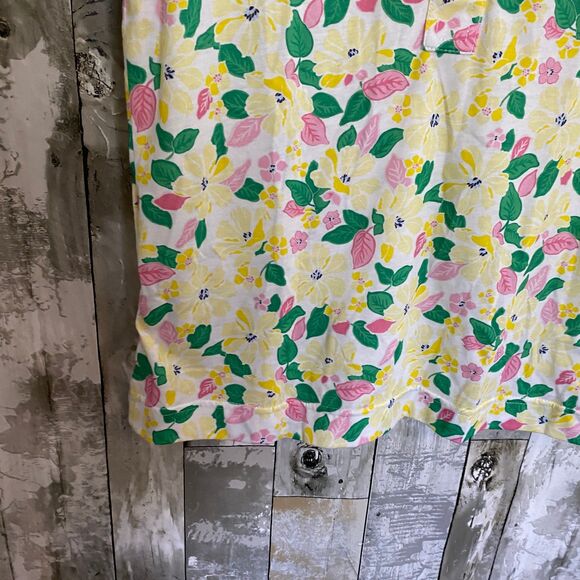 VTG NWT Leon Levine yellow and pink floral 1/4 sleeve collar top PS - Picture 4 of 7